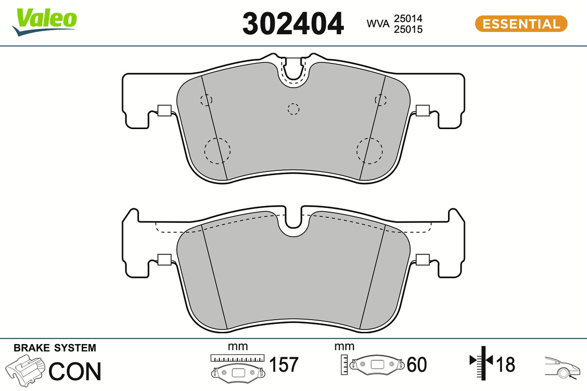 Jeu de 4 plaquettes de frein VALEO ref. 302404